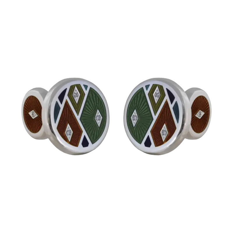 David Oscarson – Harlequin Cufflinks - Olive Coffee