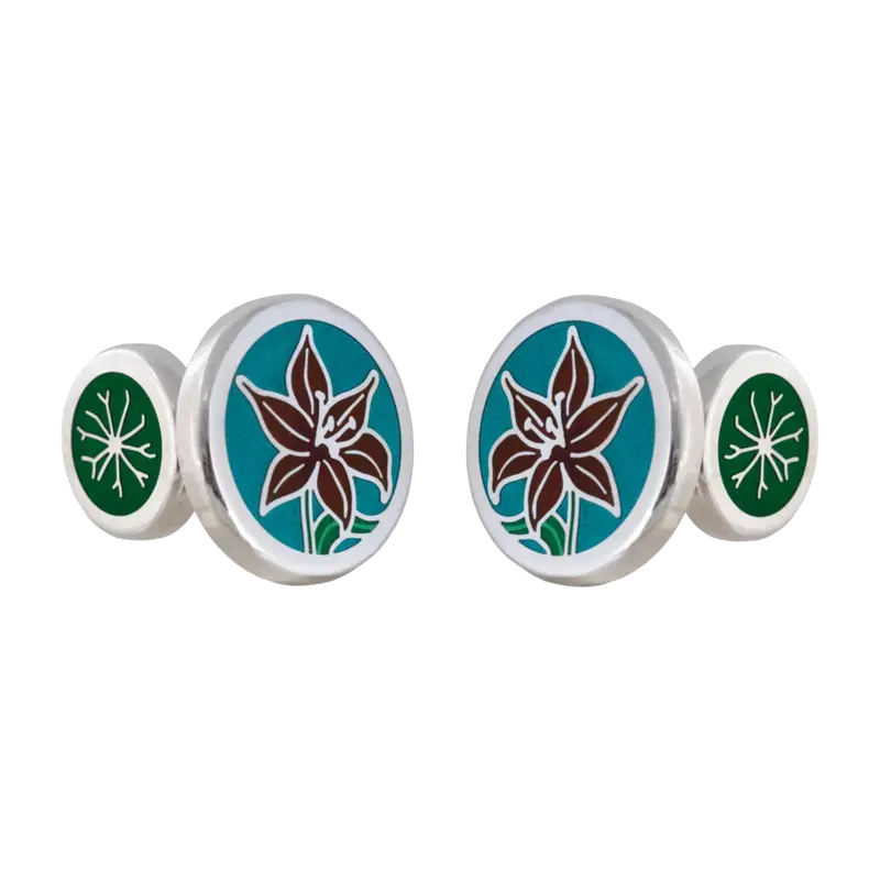 David Oscarson – Lilies Cufflinks - Teal