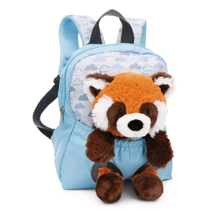 NICI 49852 Rucksack mit Plüschtier 21x26cm Roter Panda 25cm hellblau