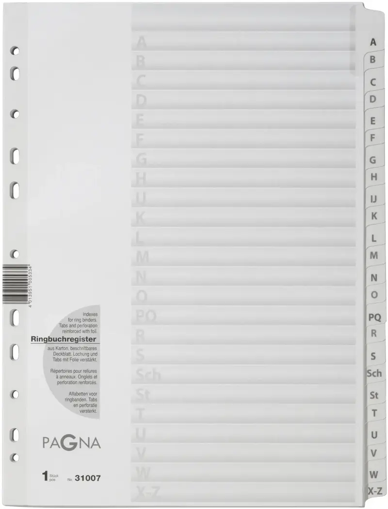 PAGNA Kartonregister A4 31007/08 weiss A-Z 24-teilig