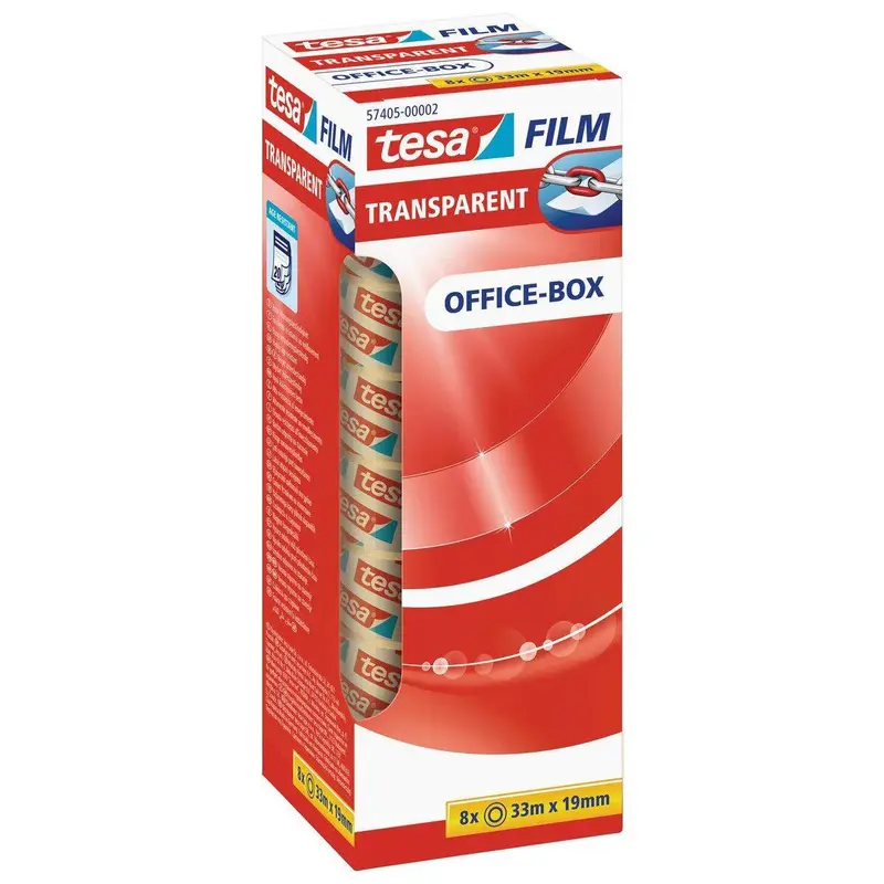 tesafilm transparent 33m x 19mm, 8 Rollen Office Box